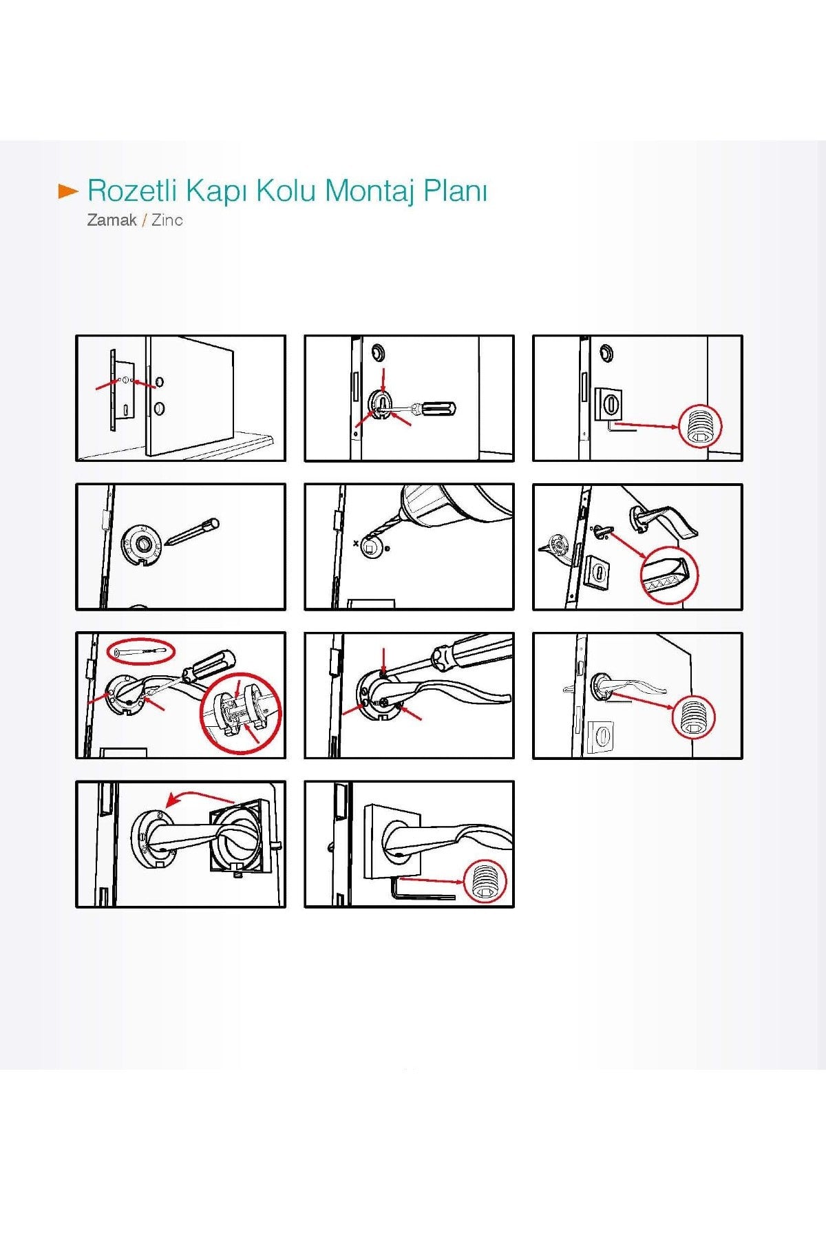 Zamak Linda Kare Rozetli Wc Kapı Kolu / Nikel-saten