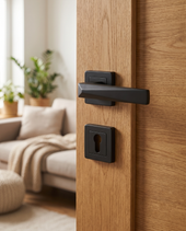 Lara Kare Rozetli Kapı Kolu - Mat Siyah görsel 4