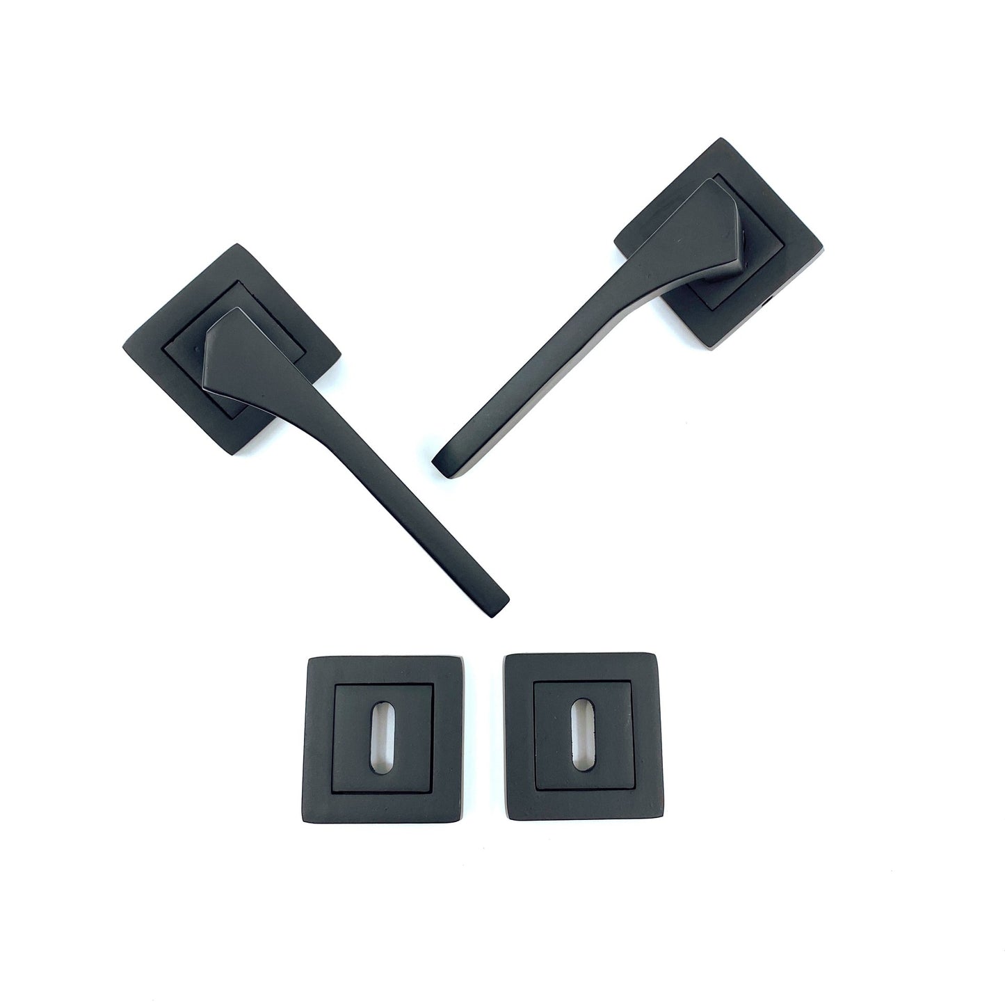 İstanbul Door Handle Lotus Mat Siyah Rozetli Kapı Kolu
