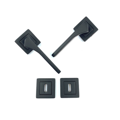 İstanbul Door Handle Lotus Mat Siyah Rozetli Kapı Kolu