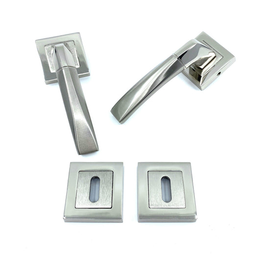 İstanbul Door Handles Kristal Rozetli Kapı Kolu Nikel Saten ODA