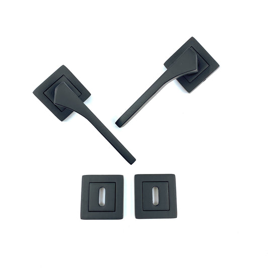 İstanbul Door Handles Lotus Çelik Rozetli Mat Siyah Kapı Kolu ODA
