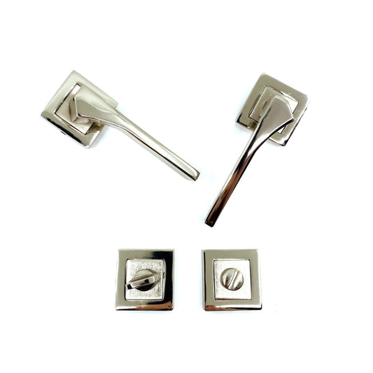 İstanbul Door Handles Lotus Çelik Rozetli Nikel Saten Kapı Kolu WC