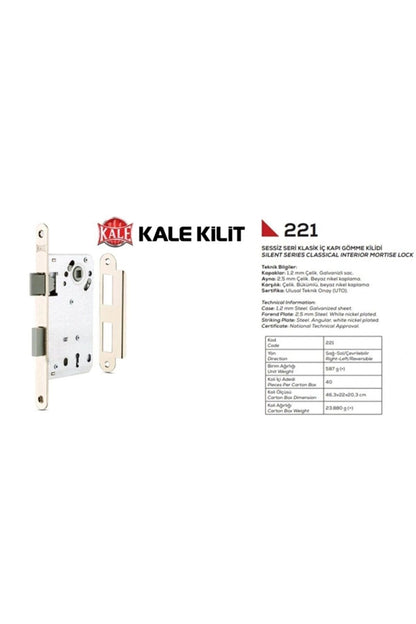 KALE 221 Oda Kilidi 50mm Sessiz Plastik Dilli Kilit 50 Mm