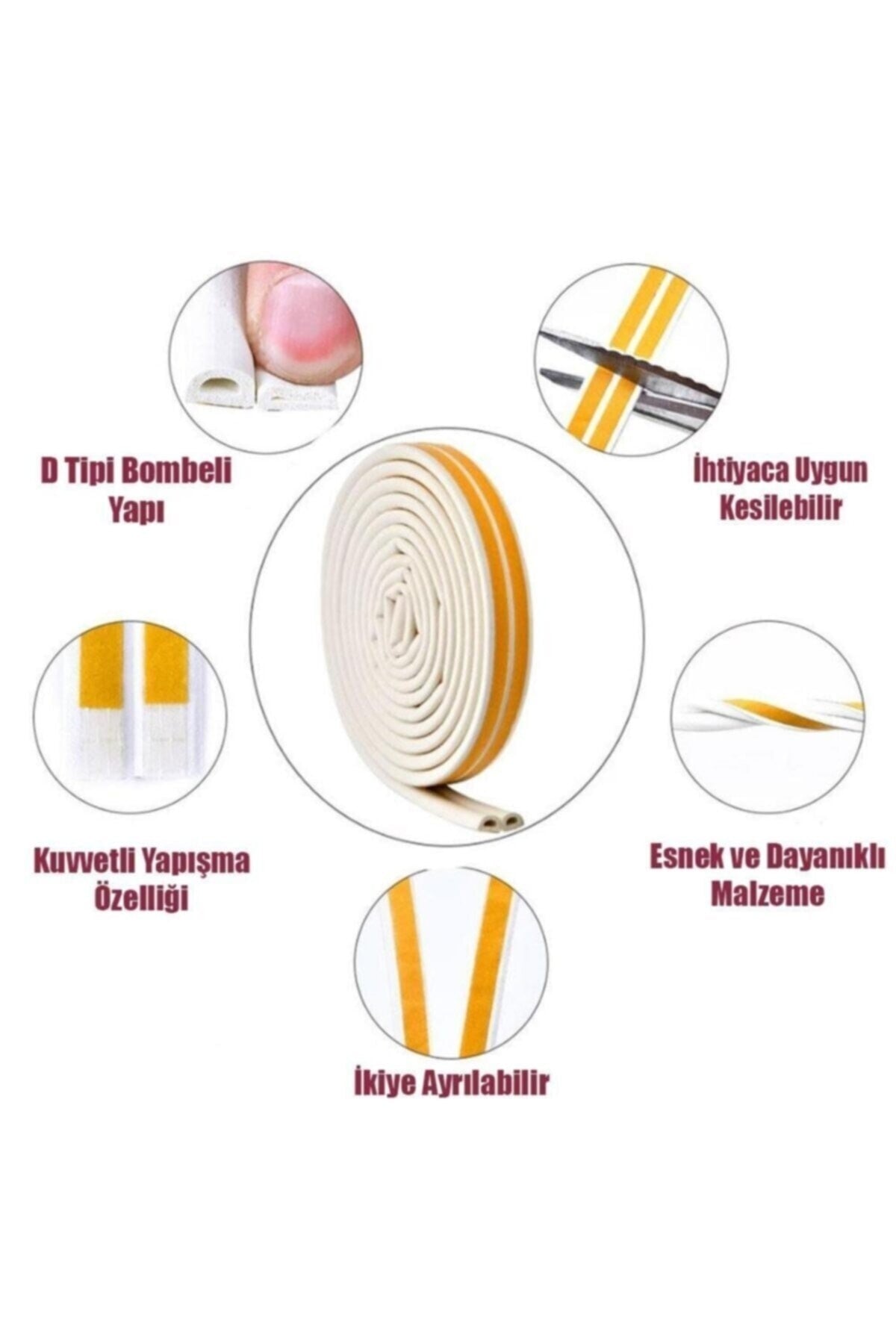 Kapı Ve Pencere Bandı Kauçuk Beyaz 2x5mt