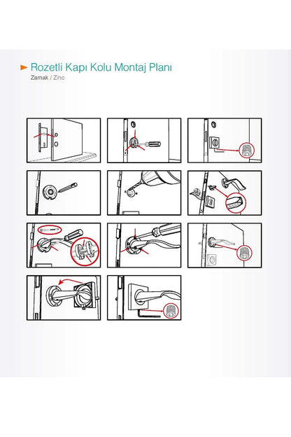 Zamak Linda Kare Rozetli Wc Kapı Kolu / Nikel-saten