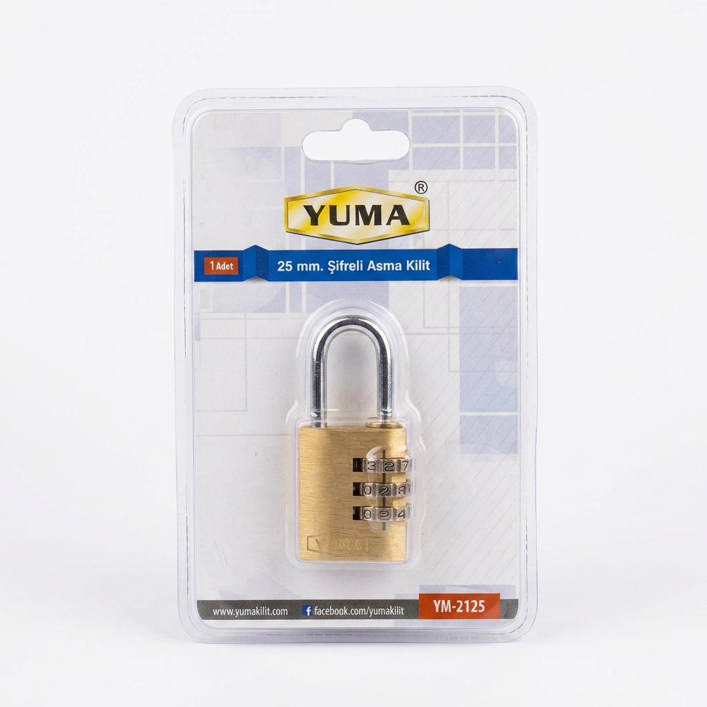 YUMA PİRİNÇ ŞİFRELİ ASMA KİLİT 25MM